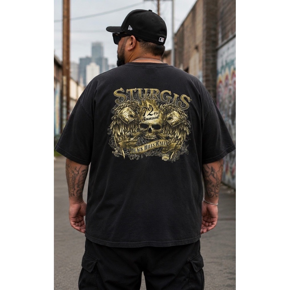 Vintage Sturgis 72nd Annual Black Hills Rally 2012 Shirt Men 2XL Black Skull Y2K